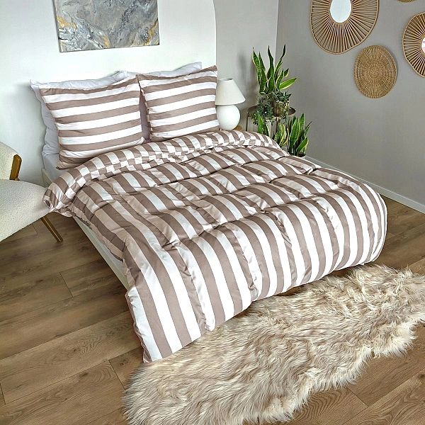 Pościel 140x200 MIKROFIBRA poszewka 70x80 KOMPLET Eusebia Home W PASY