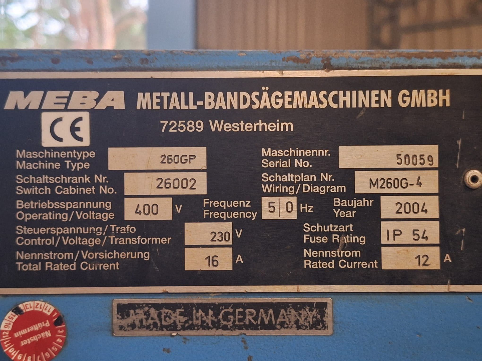 Przecinarka MEBA Pro-Line 260 GP półautomat/skrętna(Amada/Kasto/Bomar)