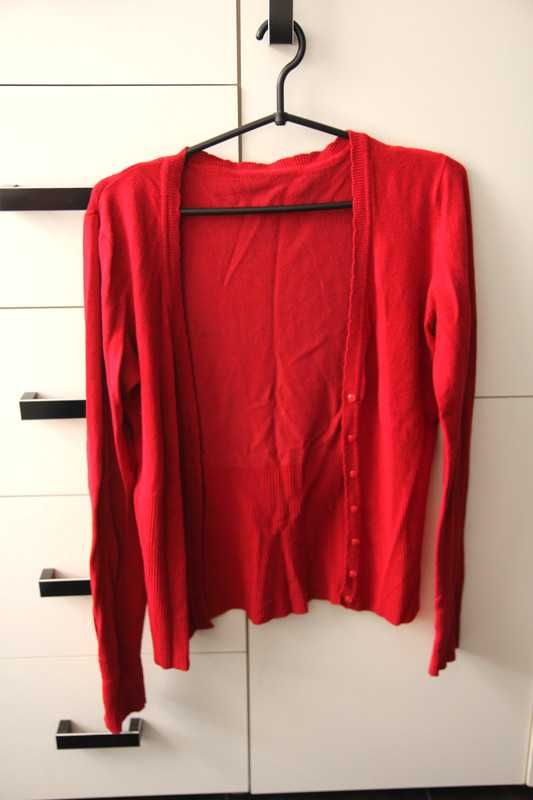 Czerwony sweterek rozpinany, L/XL