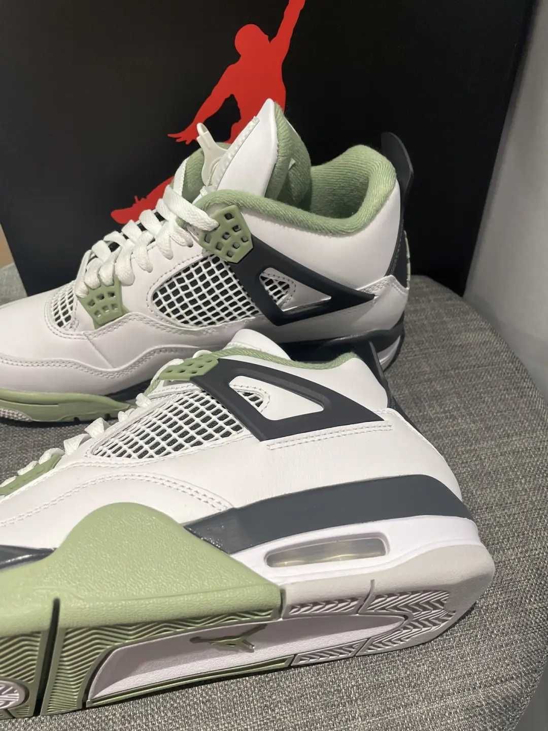 *NoweJordan4 Air4ButyGreenBlackUnisexTrampki*Niefałszywy 46