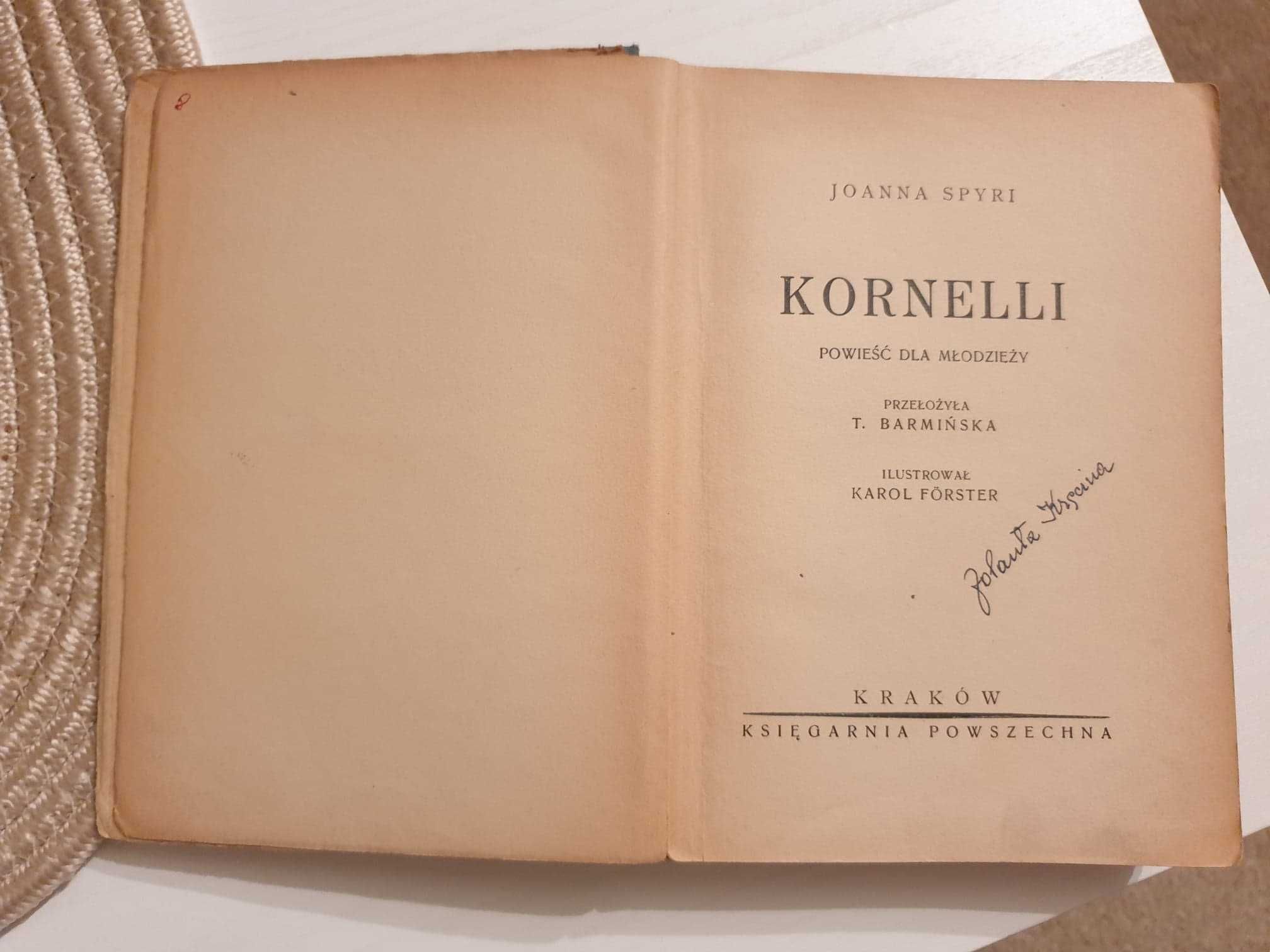 `Kornelli` Spyri Joanna 1934 pierwsze pol wydanie