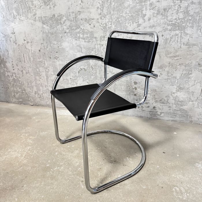 Fotel Bauhaus Marcel Breuer / Mart Stam – chrom, skóra, Made in Italy