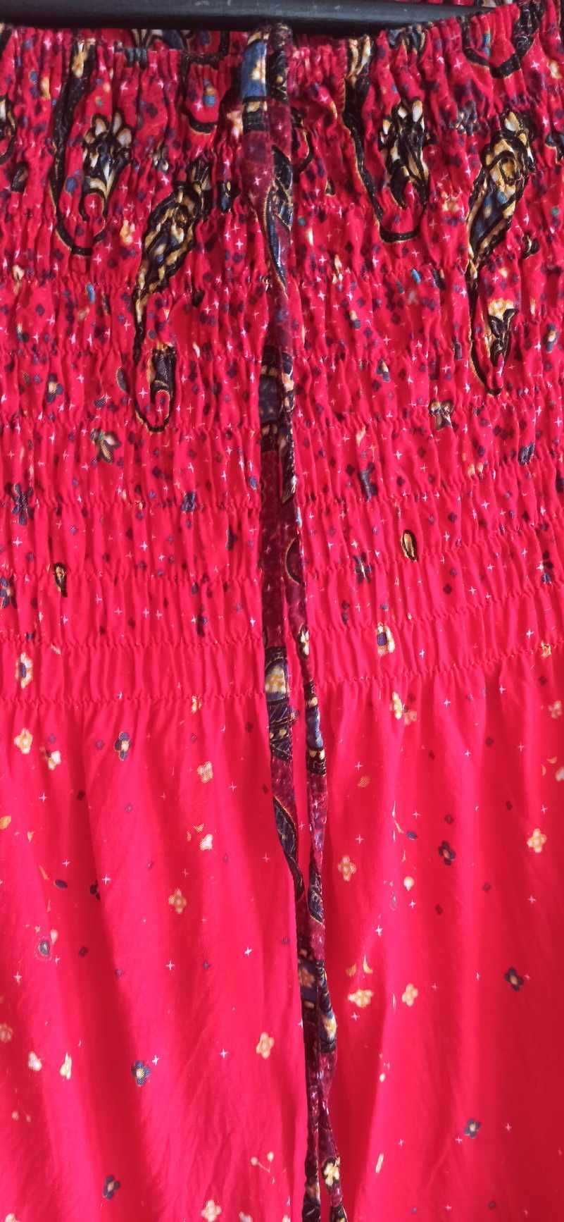 Sukienka damska czerwona S /M oversize india boho hippie