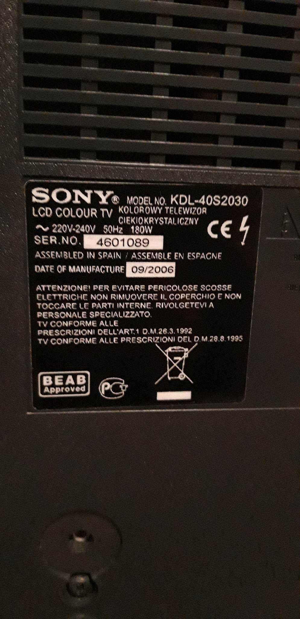 Telewizor Sony model: KDL-40S2030