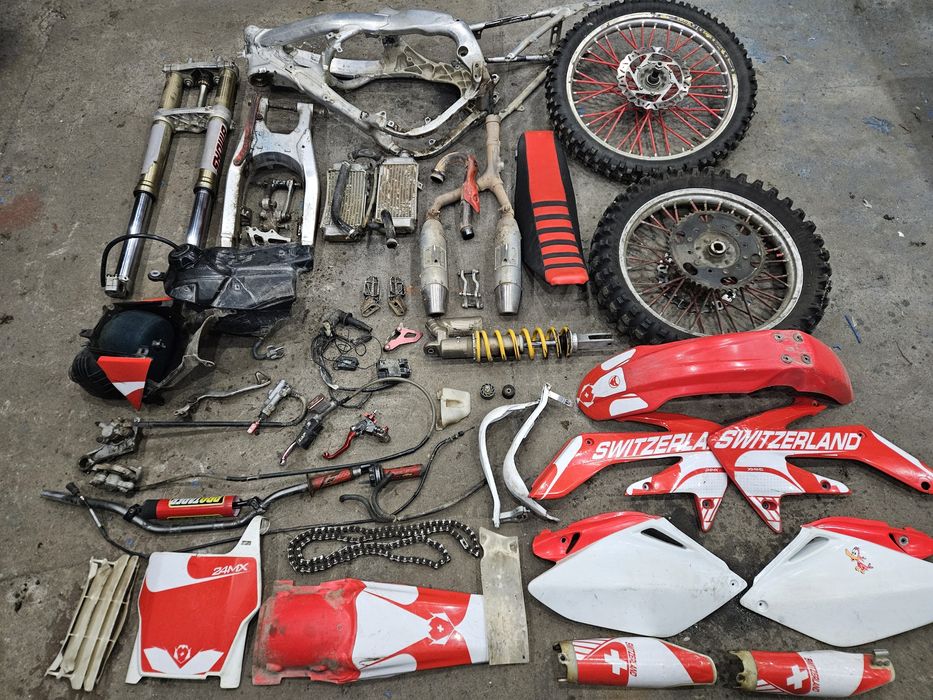 Honda CRF 250 4t części, 2009r plastiki, lagi, koła, bak zacisk moduł