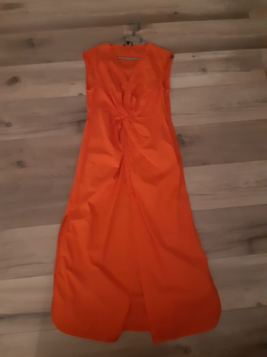 Massimo Dutti pomarańczowa sukienka 100% bawełna