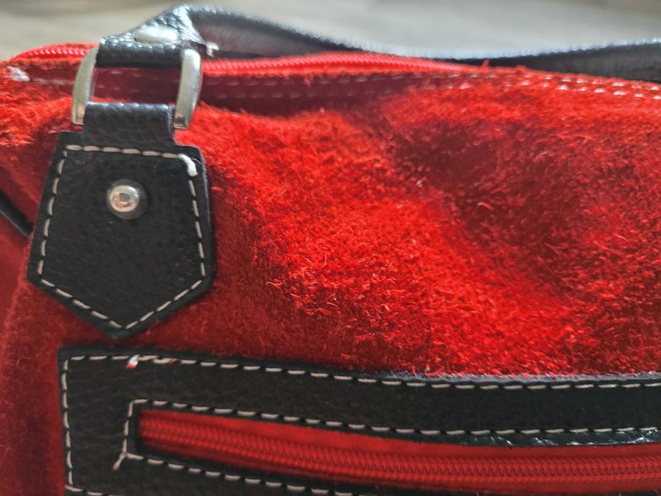 torebka czerwona zamsz