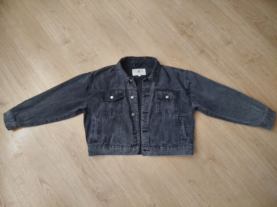 Куртка джинсова чорна графіт Розмір L жіноча оверсайз