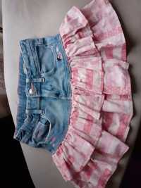 Spódnica jeansowa z falbanką różową 110