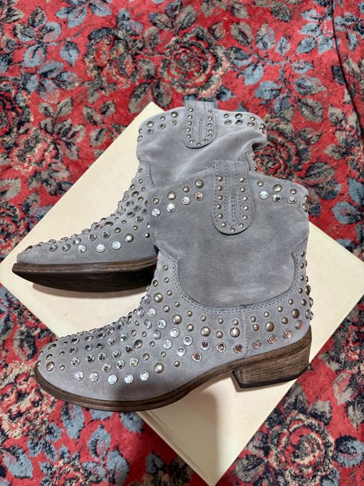 Черевики, натуральна замша, Италія, ручна робота. Розмір 39 Брендові.