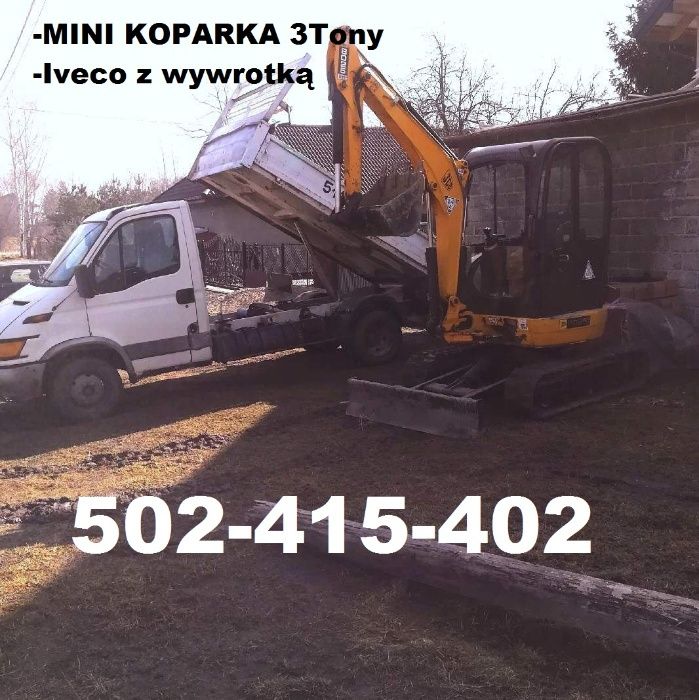 Usługi Minikoparka 3t -Iveco -> WIERTNICA Kraków Wieliczka Niepołomice
