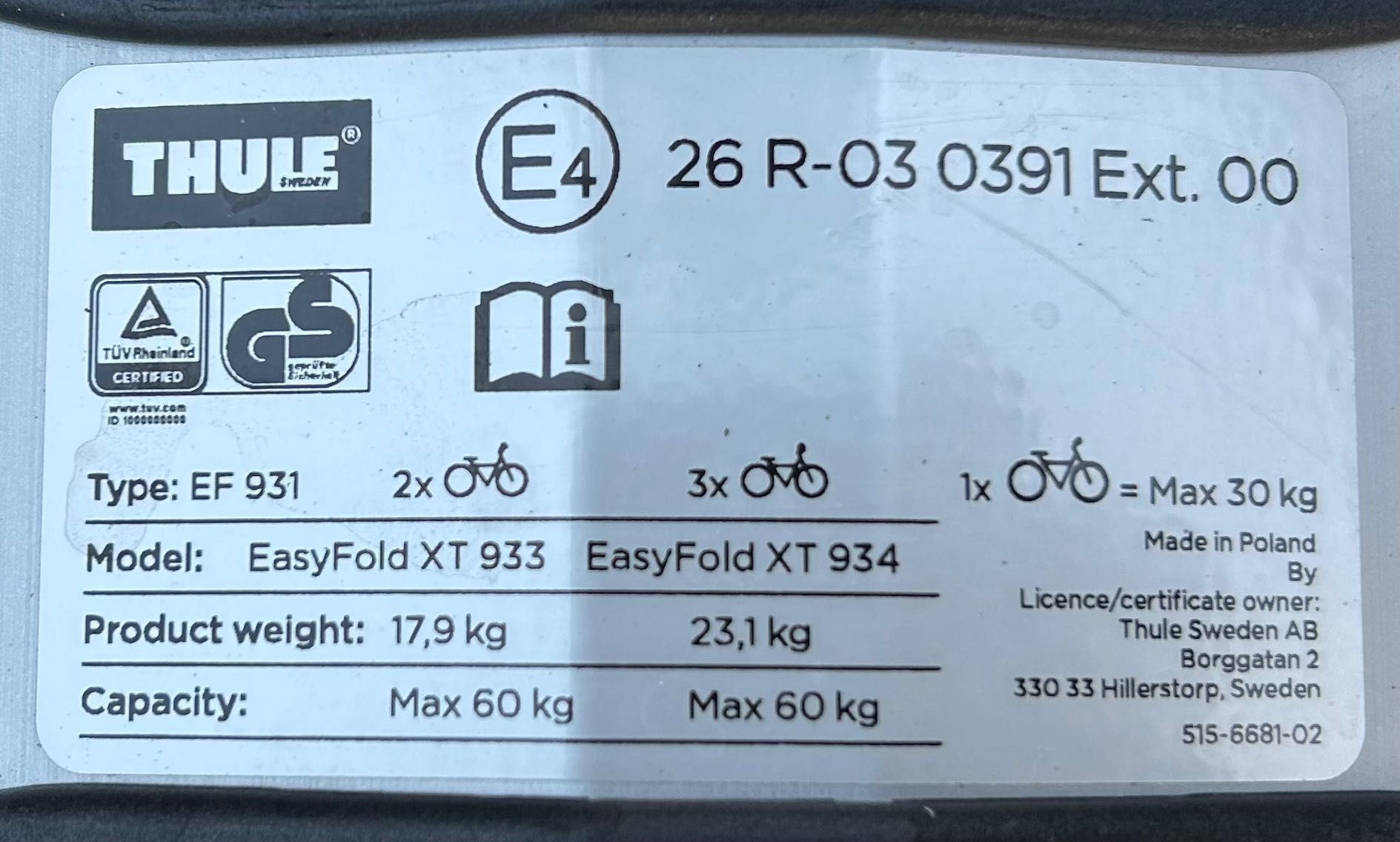 THULE EasyFold XT3 934