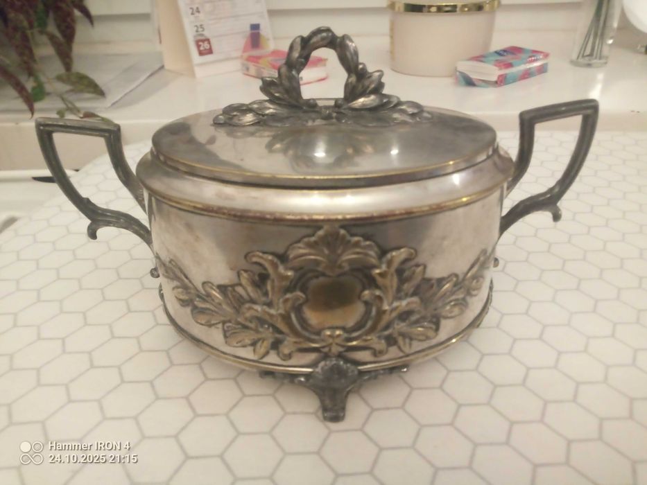 Posrebrzana cukiernica Br. Buch Warszawa ok.1900 r