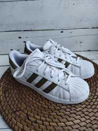 Белые кожаные кроссовки оригинал Adidas superstar 36-37p