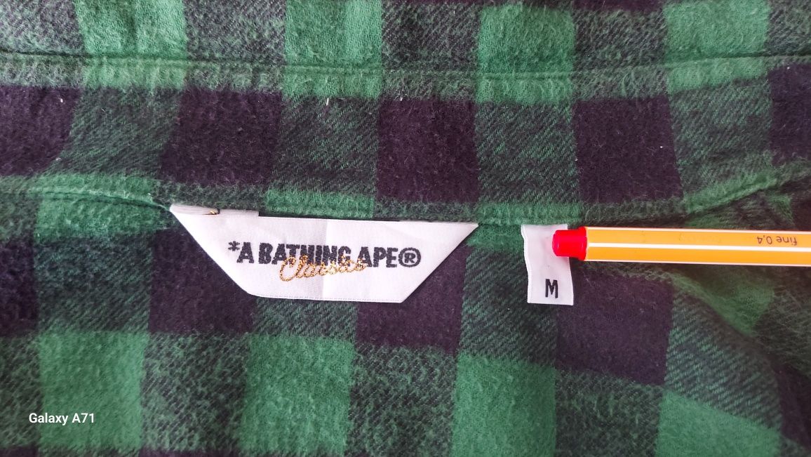 BAPE Klasyczna Koszula Flanelowa – Zielona – Rozmiar M – Rzadka Edycja