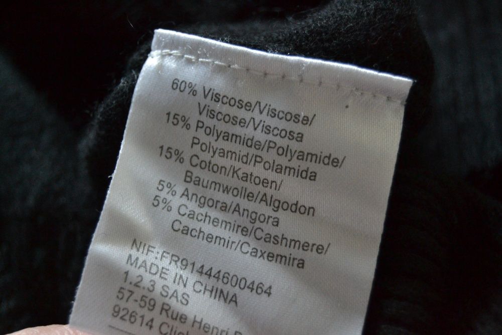 Czarny sweter 1 2 3 Paris Un Deux Trois gwiazdki 36 S 34 XS