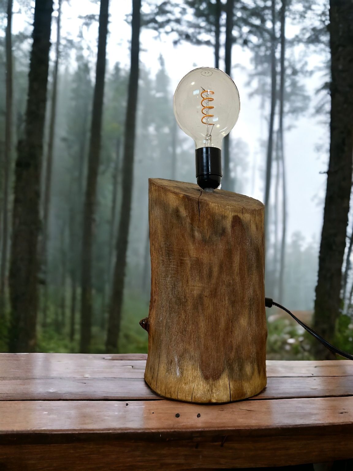 Lampa drewno ORZECH Loft industrial