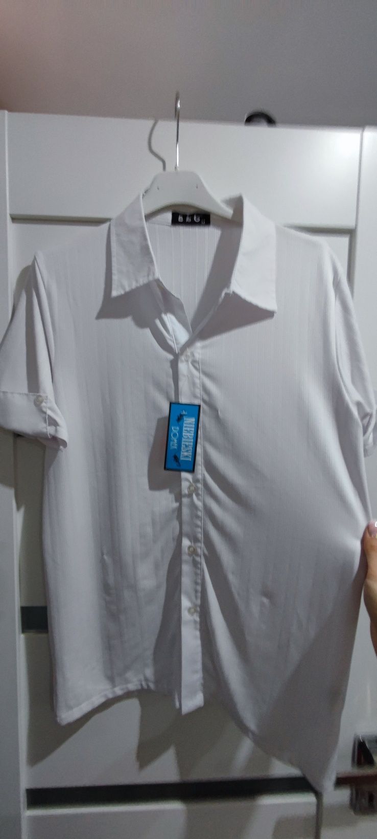 Nowa Biała koszula męska elastyczna rozmiar M krótki rękaw