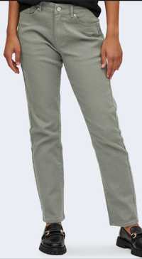 Spodnie damskie jeansowe straight zielone khaki M