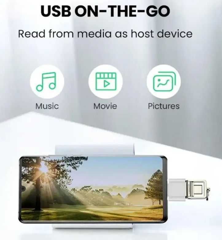 Adapter OTG: podłącz pendrive do smartfona, USB-C (m) - USB-A (f)