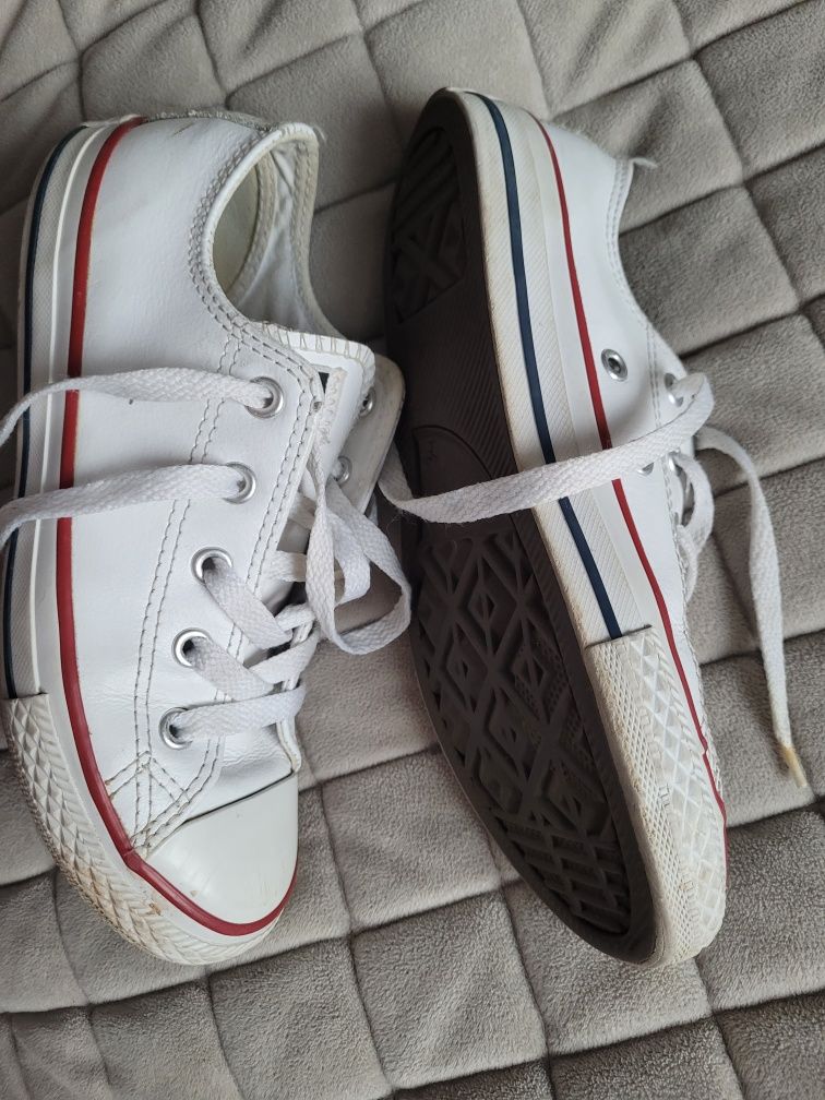 Białe, skórzane trampki converse, rozm. 33