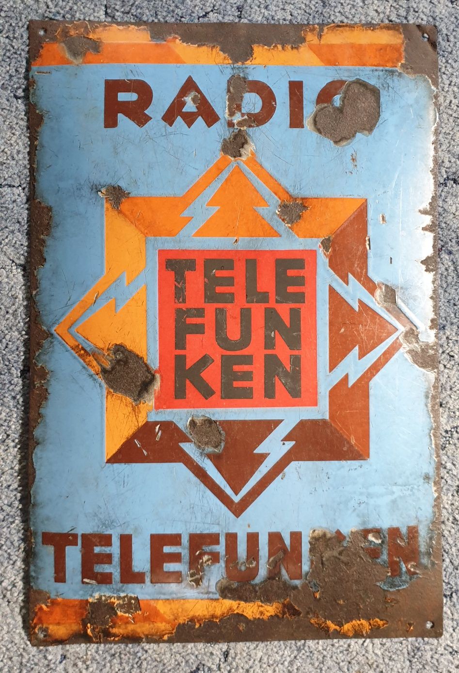 Stary Szyld emaliowany Radio TELEFUNKEN + popielniczka