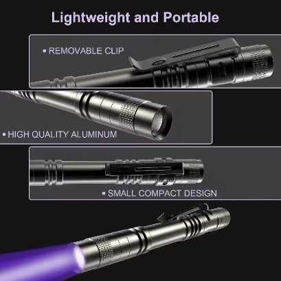 lanterna led UV, nova, a pilhas