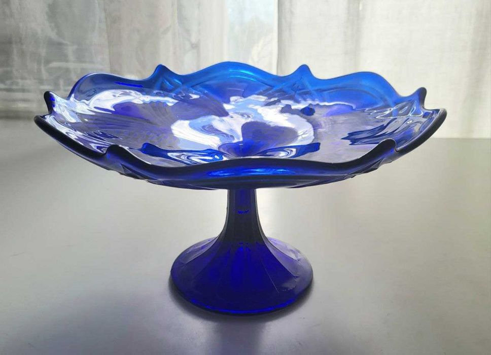 Ваза-фруктовниця, кобальт, кльош, часів СРСР