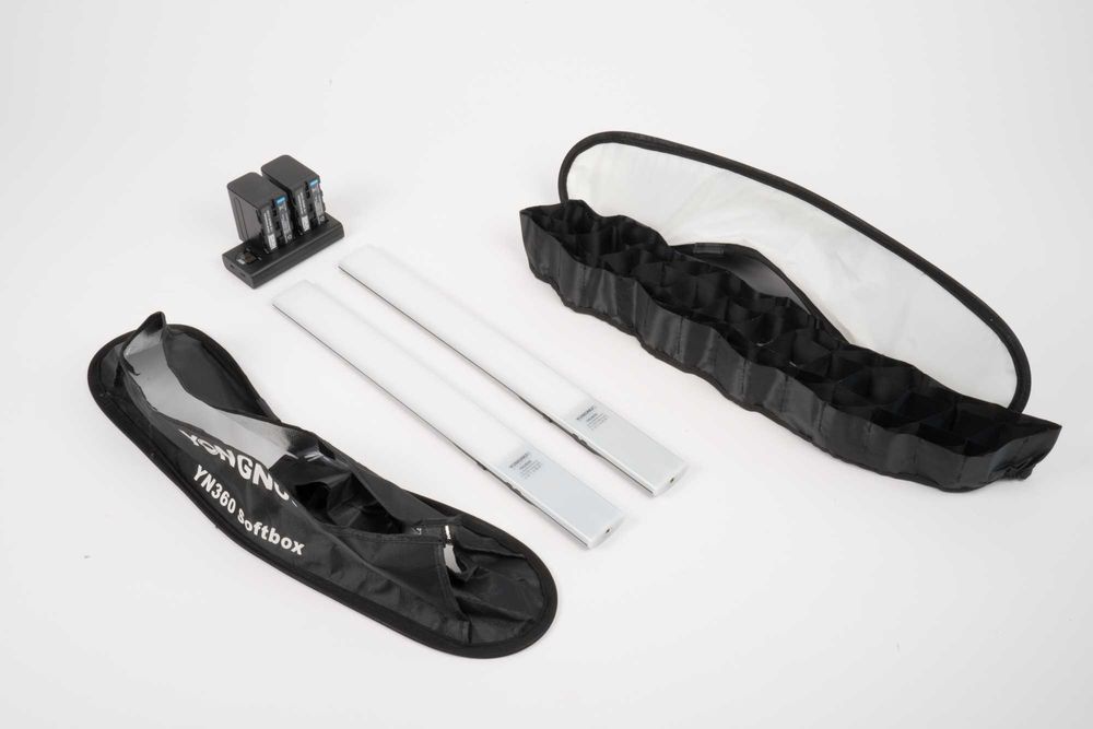 2x Yongnuo YN360S LED – lampy miecz do foto/video + softboxy + baterie