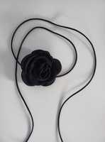 Choker czarna roza kwiat 6 cm delikatny naszyjnik okazje