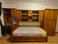 Conjunto quarto juvenil madeira maciça — cama, secretária e armário