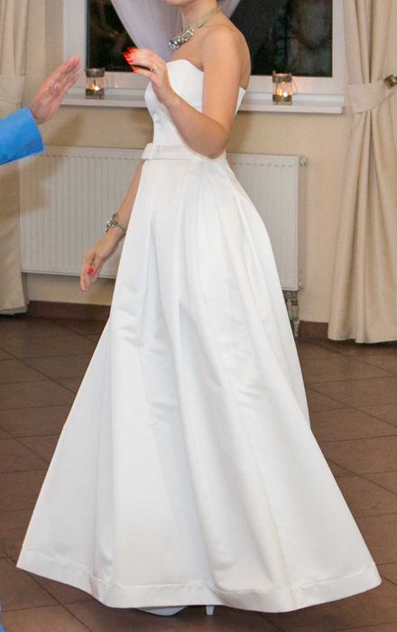 Suknia ślubna Julia Rosa 628 prosta i elegancka, długa, biała, 36/38