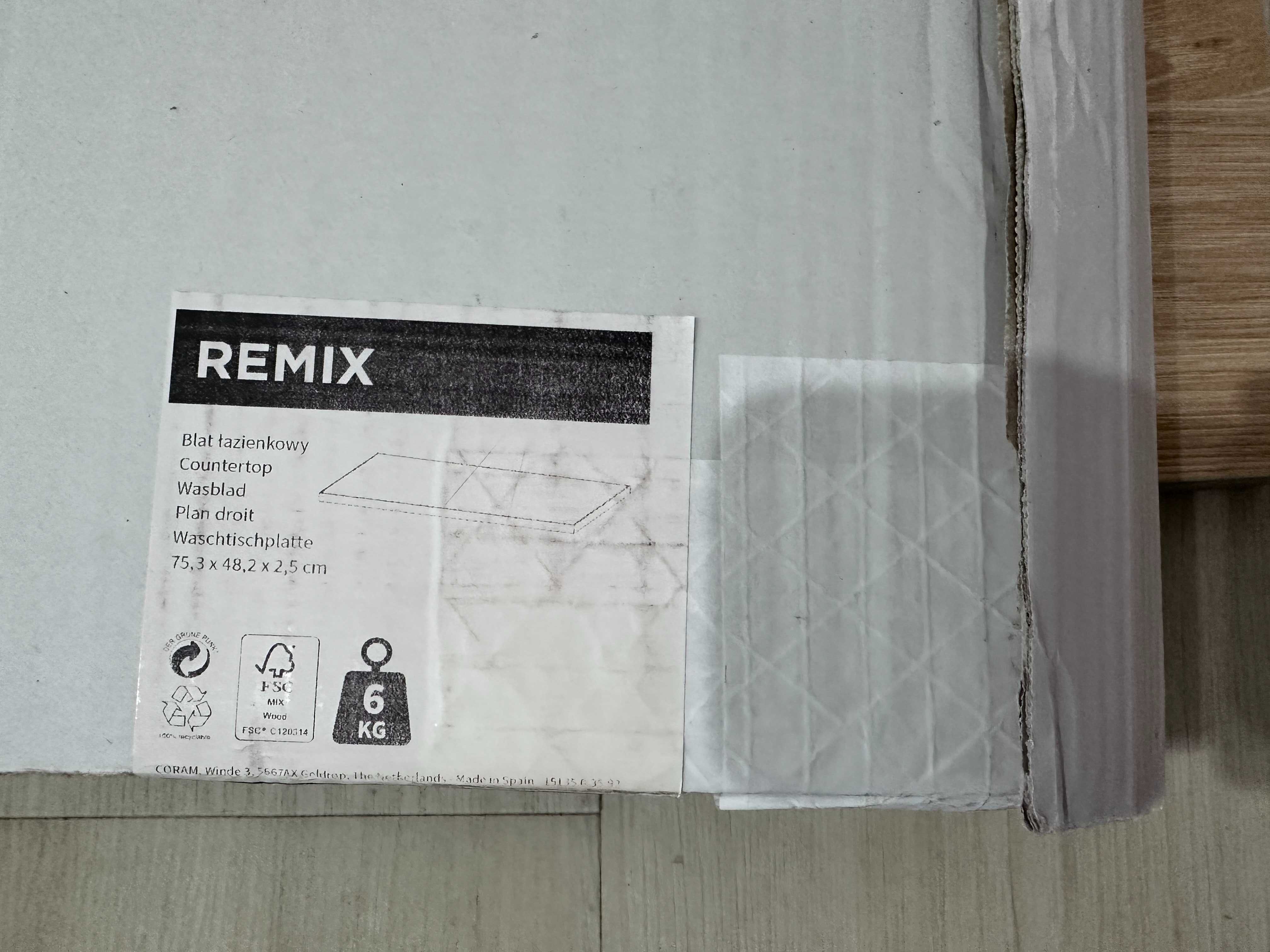Blat łazienkowy REMIX 75x48.2 Hikora