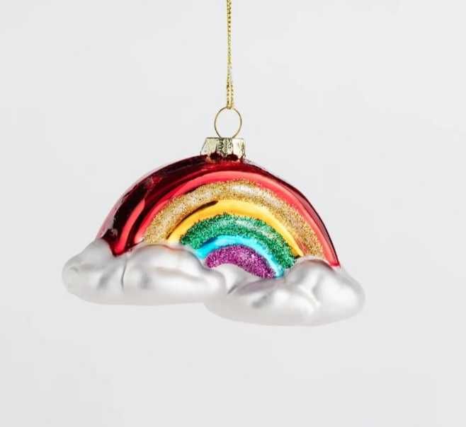 Zawieszka choinkowa home&you bombka tęcza z brokatem szklana