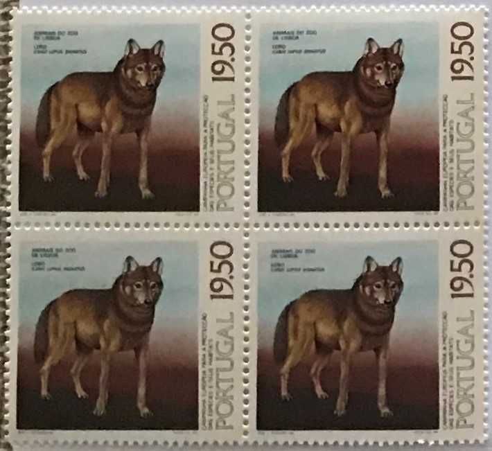 Quadra de selos novos de 19$50 - Proteção das Espécies - 1980