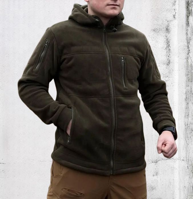 Флісова кофта з капюшоном військова олива фліска флиска военная зсу