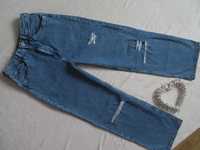 H&M szerokie modne spodnie dżinsowe dziewczęce wysoki stan BDB  158 cm