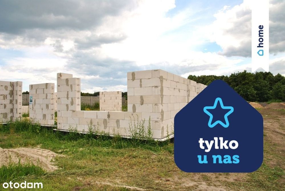 Działka 1115 m2 z domem w budowie - Kruszyn Kraj.