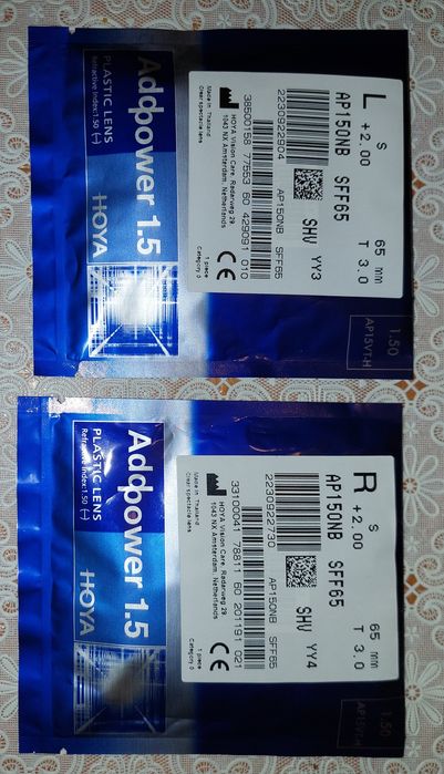 Szkła Hoya Addpower 1.5  AR SHV +2.00 nowe