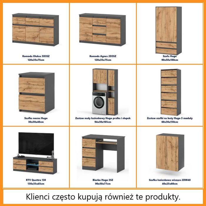 Nowoczesna Komoda Do Sypialni 8 Szuflad Szafka 120cm Młodzieżowa Duża