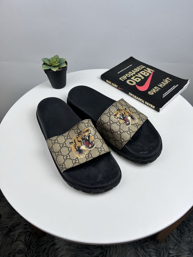 Тапки чоловічі Gucci GG Tiger Monogram оригінал монограм 45-46р hermes