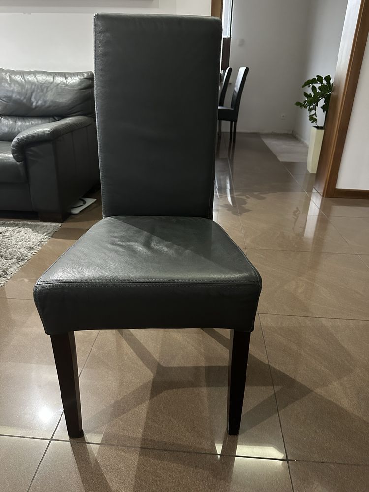 Krzesło skóra naturalna - jadalnia, salon - kolor grafit