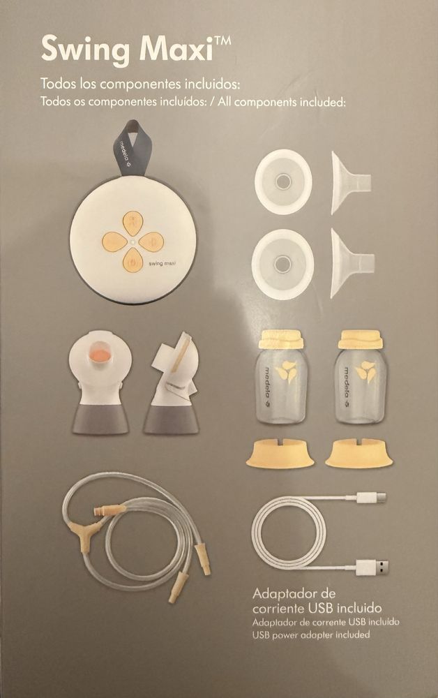 Bomba dupla medela swing maxi + acessorios e garrafas
