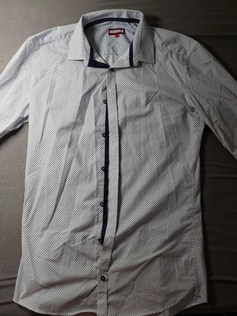 Nowa Koszula Meska Tudor Slim fit 38  biało/niebieska ze wzorem