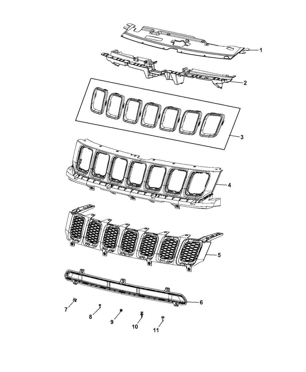 5UP86RXFAB 6BA20TZZAB 68405259AA Mopar гриль решетка Jeep Compass 17+