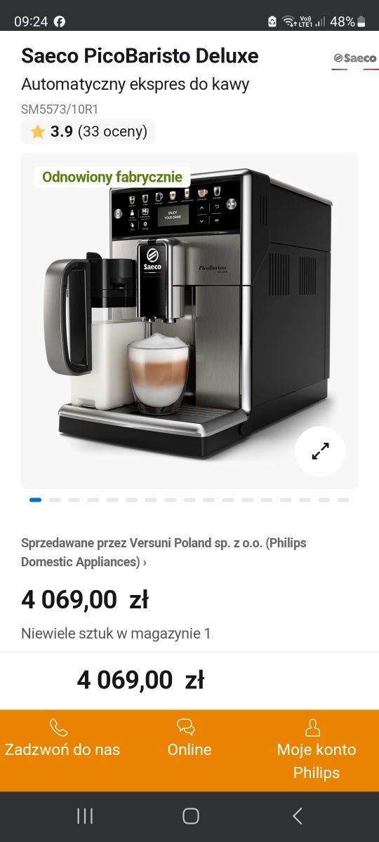 Ekspres philips saeco picobaristo deluxe
