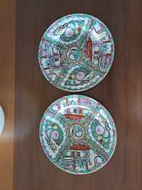 Porcelana chinesa, dois pratos decorativos