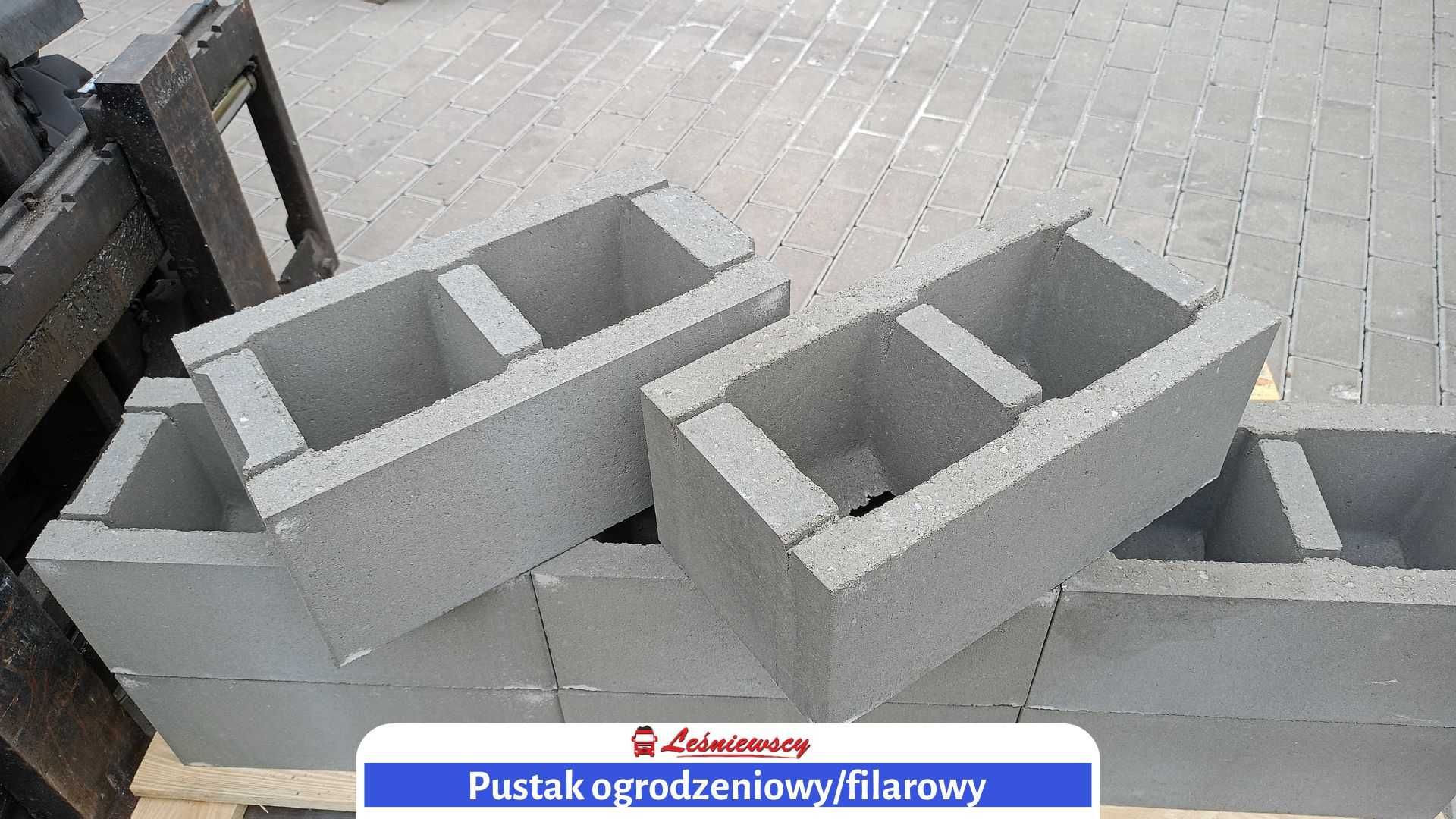 Najtańszy pustak ogrodzeniowy gładki 38x20x16 cm, filarowy, płot