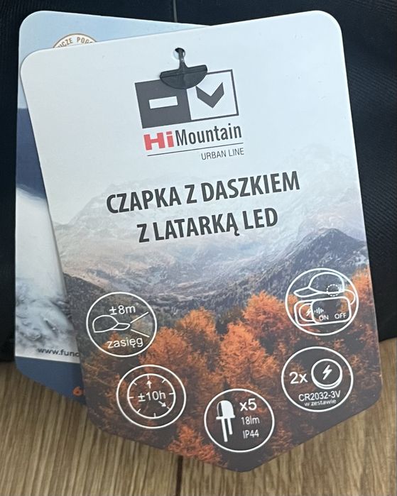 Czapka z daszkiem HiMountain z latarką LED czarna