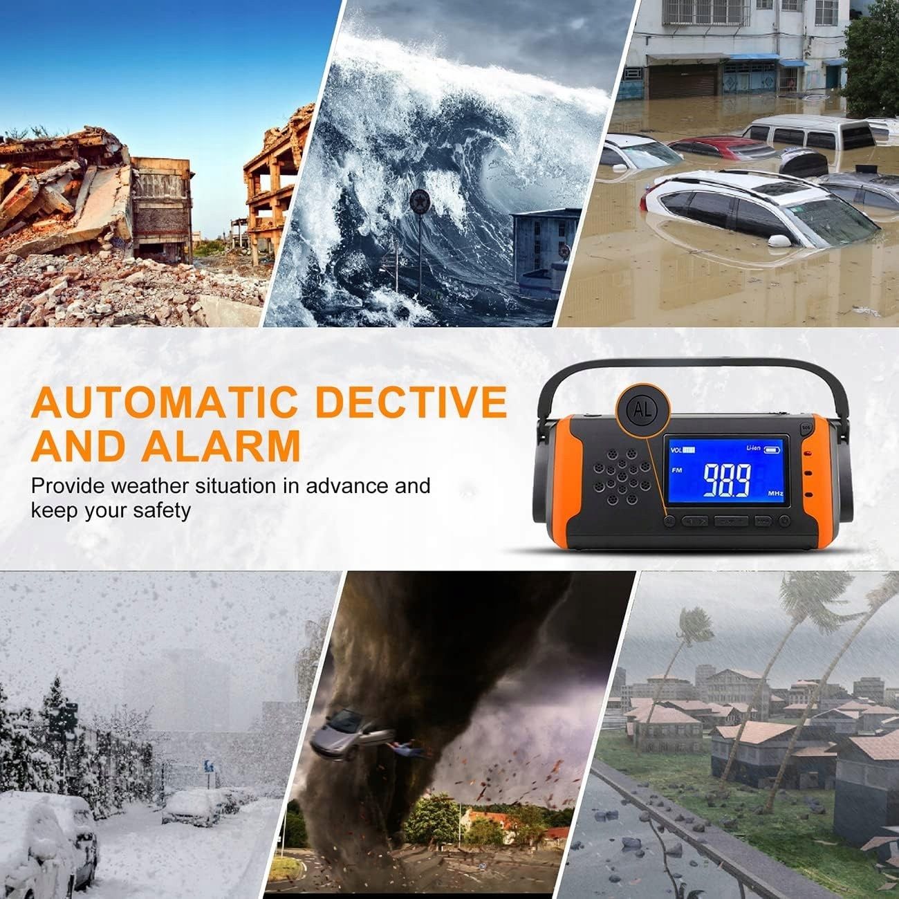 Radio solarne korba ręczna ładowarka awaryjne z latarką LED Power Bank